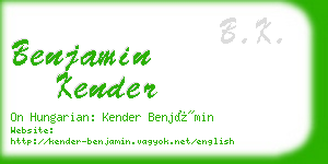 benjamin kender business card